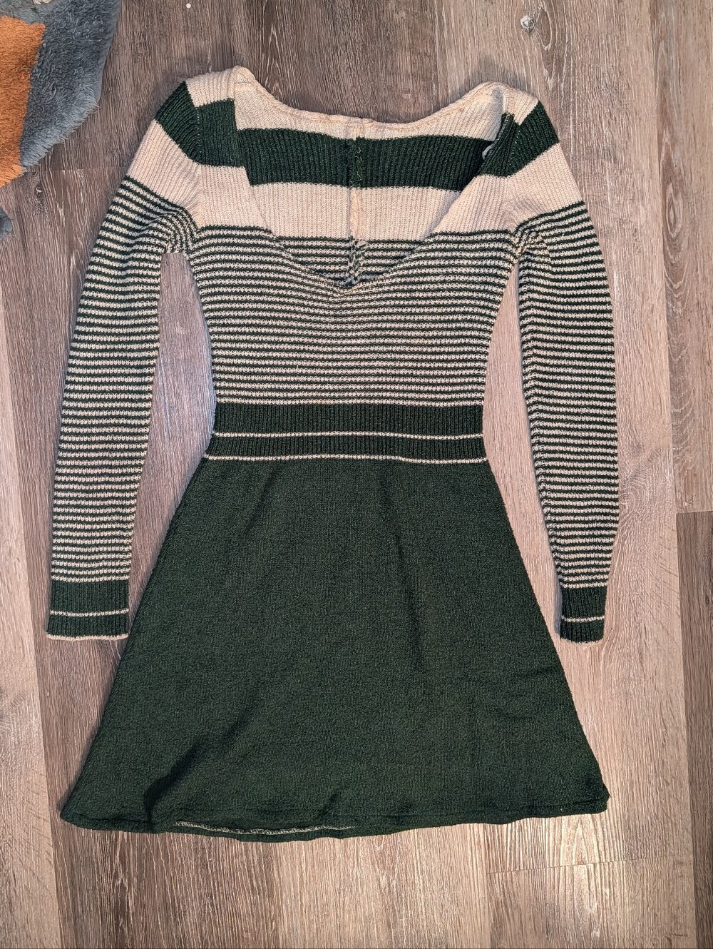 Handknit Steiped Sweater Mini Dress